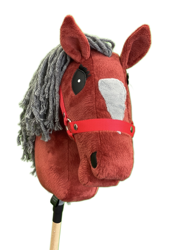 Koń Hobby Horse A3 bordo, grzywa szara, kantar czerwony – DEKALOG