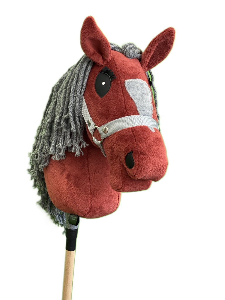 Koń Hobby Horse A3 bordo, grzywa szara, kantar szary – DEKALOG