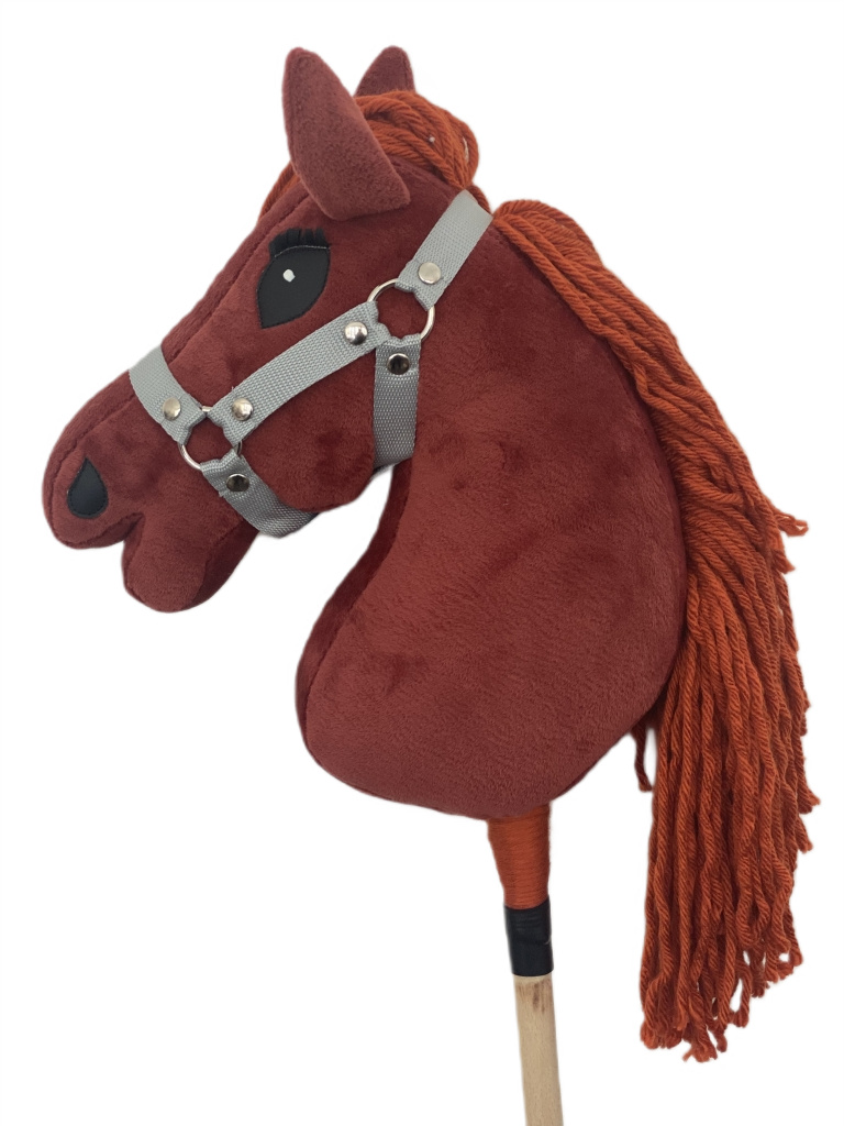 Koń Hobby Horse A3 bordo, grzywa ruda, kantar szary – DAJANA