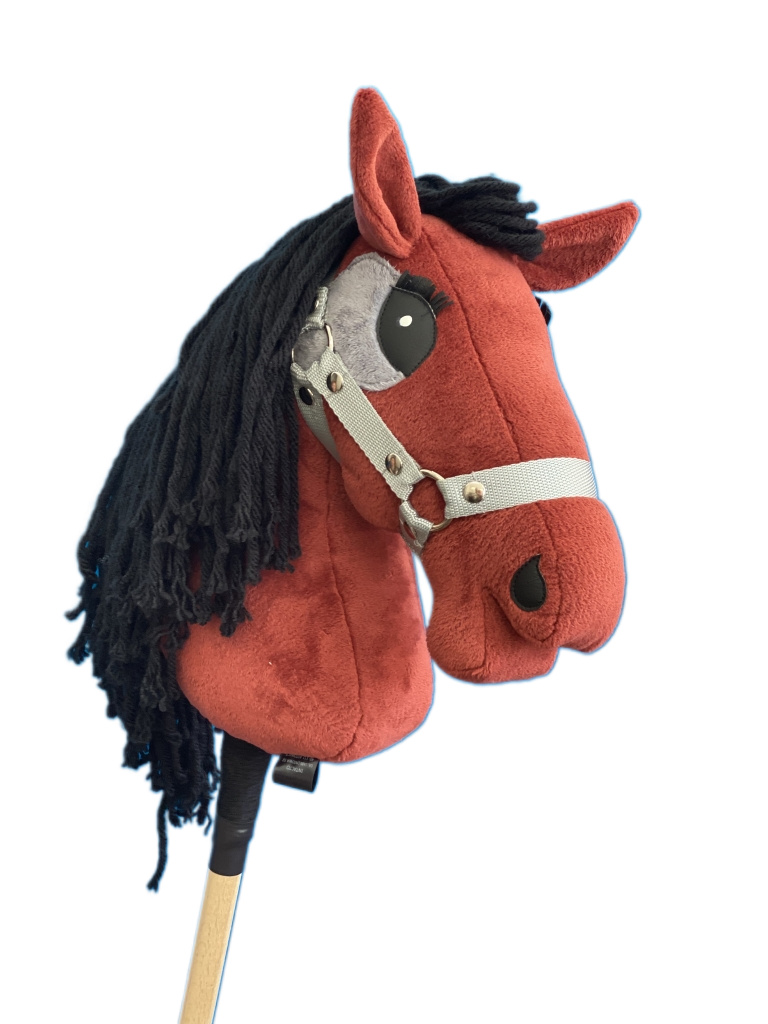 Koń Hobby Horse A3 bordo, grzywa czarna, kantar szary – DEGRADER