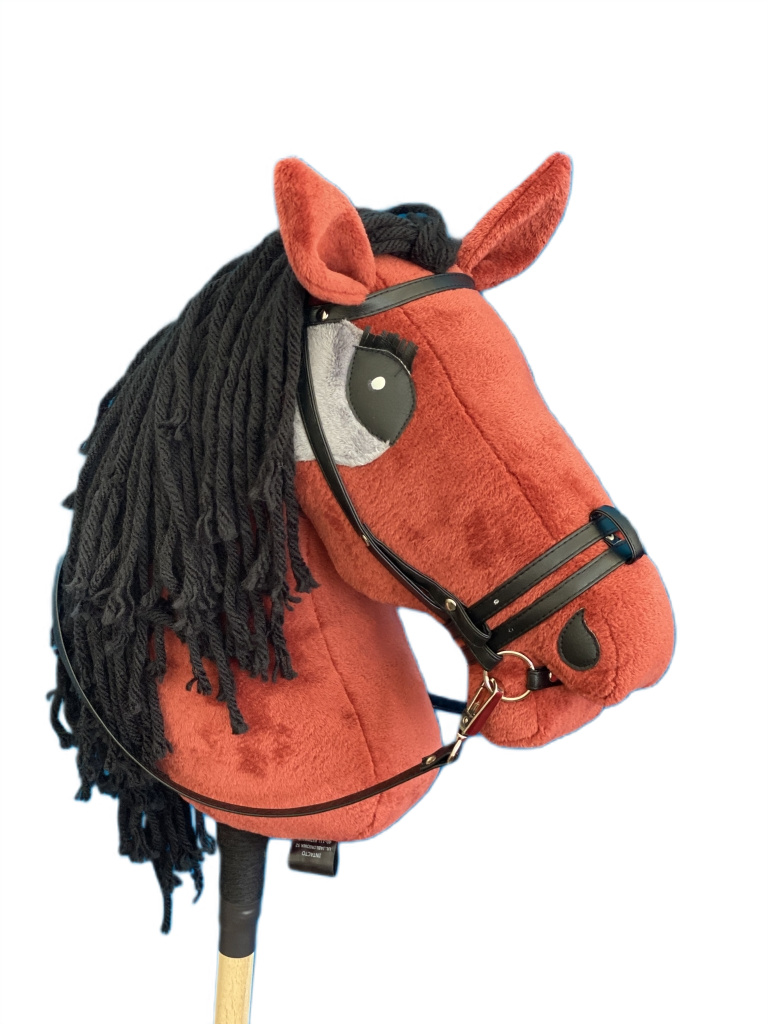 Koń Hobby Horse A3 bordo, grzywa czarna, ogłowie czarne – DEGRADER